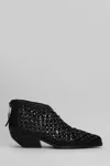 Elena Iachi Texan Ankle Boots In Black Leather In Black