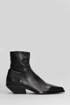 Elena Iachi Texan Ankle Boots In Black Leather In Black