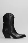 Elena Iachi Texan Ankle Boots In Black Leather In Black