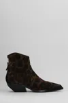 Elena Iachi Texan Ankle Boots In Animalier Suede In Animalier