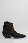 Elena Iachi Texan Ankle Boots In Animalier Suede In Animalier