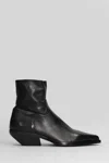 Elena Iachi Texan Ankle Boots In Black Leather In Black