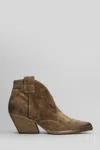 Elena Iachi Texan Ankle Boots In Camel Suede In Leopard