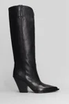 Elena Iachi Texan Boots In Black Leather In Black