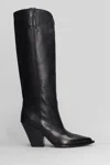 Elena Iachi Texan Boots In Black Leather In Black