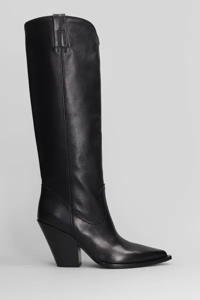 Elena Iachi Texan Boots In Black Leather