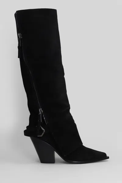 Elena Iachi Texan Boots In Black Suede