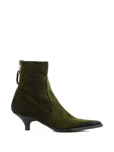 Elena Iachi Thais Pointed-toe Ankle Boots In Green