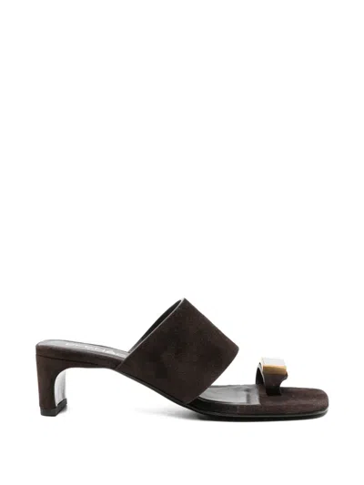 Elena Iachi Toe-ring Sandals In Brown