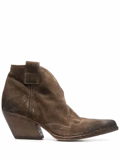 Elena Iachi Western-style Suede Boots In Brown