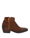 Elena Iachi Woman Ankle Boots Brown Size 6.5 Leather In Brown