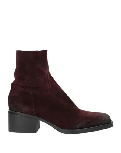 Elena Iachi Woman Ankle Boots Burgundy Size 10 Leather