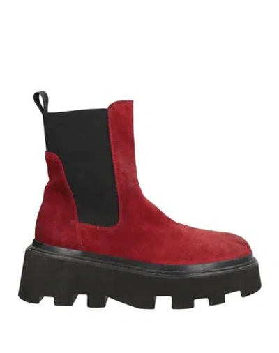 Elena Iachi Woman Ankle Boots Burgundy Size 7 Soft Leather In Blue