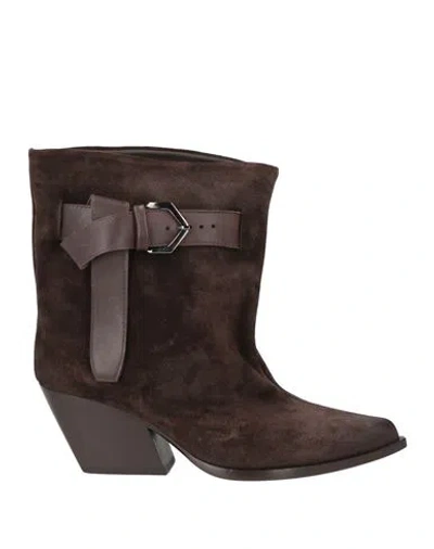 Elena Iachi Woman Ankle Boots Dark Brown Size 6 Leather