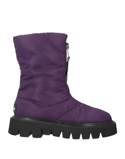 Elena Iachi Woman Ankle Boots Dark Purple Size 8 Textile Fibers