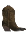 Elena Iachi Woman Ankle Boots Military Green Size 5 Leather
