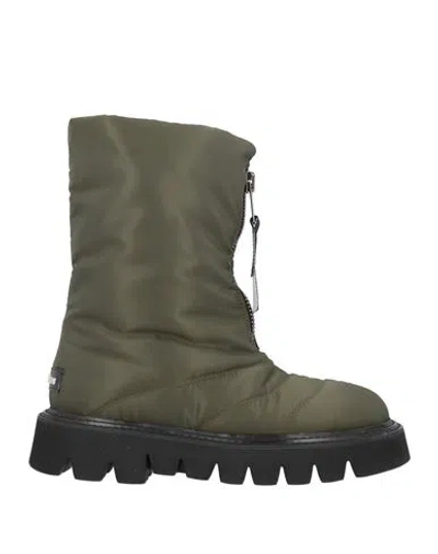 ELENA IACHI ELENA IACHI WOMAN ANKLE BOOTS MILITARY GREEN SIZE 8 TEXTILE FIBERS