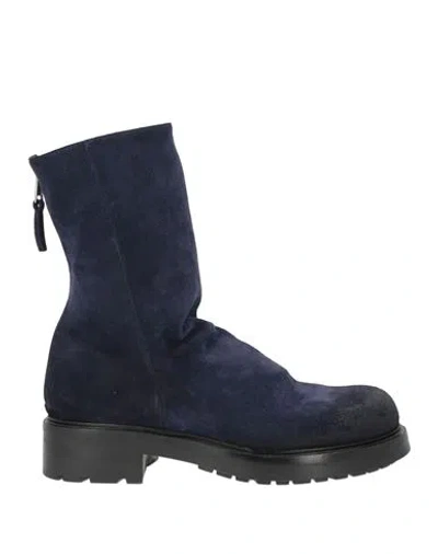 Elena Iachi Woman Ankle Boots Navy Size 6 Leather In Blue