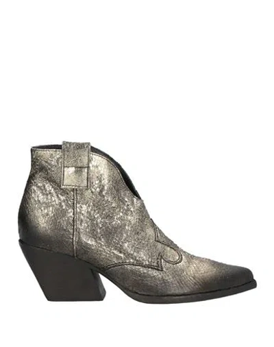 Elena Iachi Woman Ankle Boots Platinum Size 7 Textile Fibers In Grey
