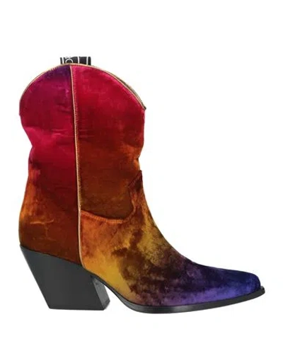 Elena Iachi Woman Ankle Boots Purple Size 8 Textile Fibers