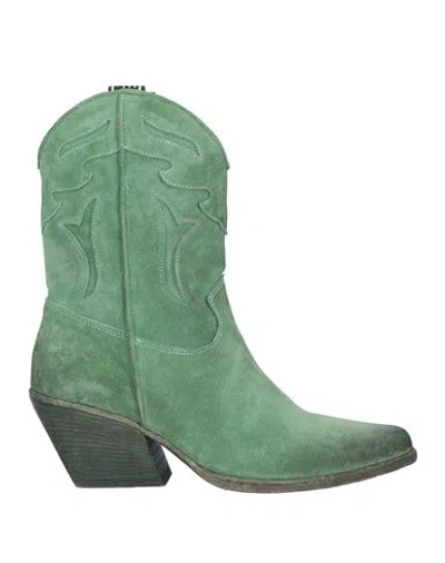 Elena Iachi Woman Ankle Boots Military Green Size 10 Textile Fibers