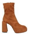 Elena Iachi Woman Ankle Boots Tan Size 10 Textile Fibers In Brown