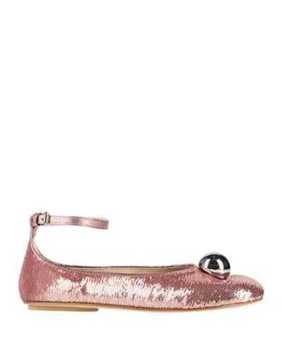 Elena Iachi Woman Ballet Flats Rose Gold Size 8 Synthetic Material In Pink