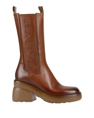 Elena Iachi Woman Boot Brown Size 11 Leather