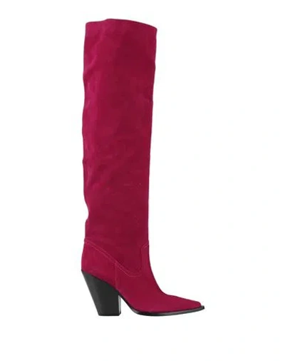 Elena Iachi Woman Boot Magenta Size 8 Leather In Purple