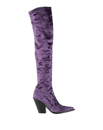 Elena Iachi Woman Boot Purple Size 8 Textile Fibers