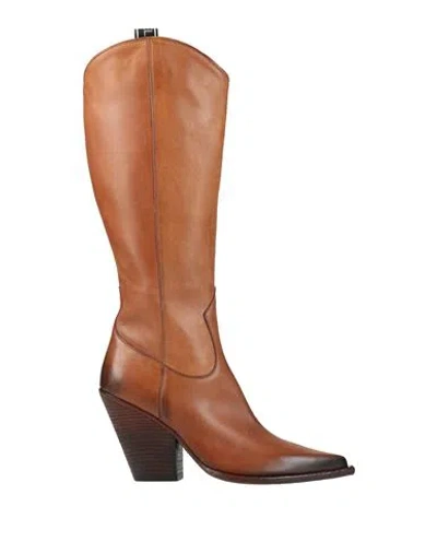 Elena Iachi Woman Boot Tan Size 9 Leather In Brown