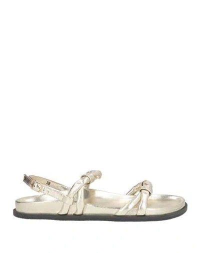 Elena Iachi Woman Sandals Platinum Size 8 Leather In Gray