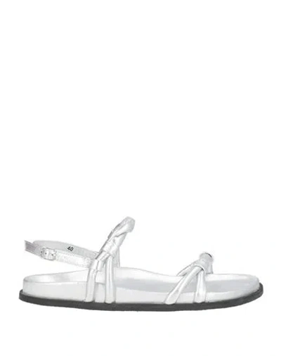 Elena Iachi Woman Sandals Silver Size 8 Leather In White