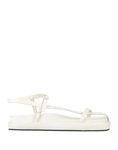 Elena Iachi Woman Sandals White Size 9 Leather In Neutral