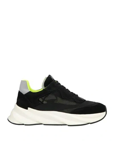 Elena Iachi Woman Sneakers Black Size 8 Leather, Textile Fibers