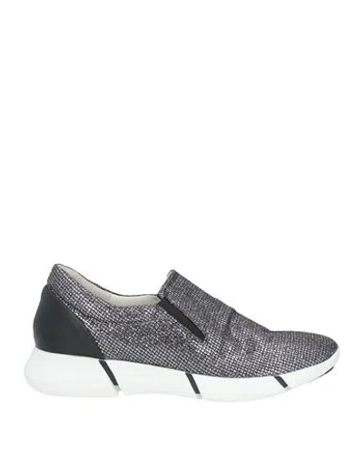 Elena Iachi Woman Sneakers Gunmetal Size 8 Soft Leather, Textile Fibers In Gray