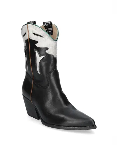 Elena Iachi Women's Texan Ankle Boot In Nero/bianco In Multi
