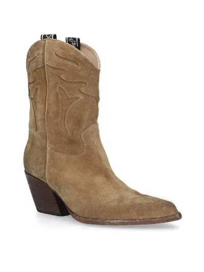 Elena Iachi Women's Texan Ankle Boot In Velour Fango In Multi