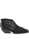 Elena Iachi Woven Leather Pointed-toe Boots In Black