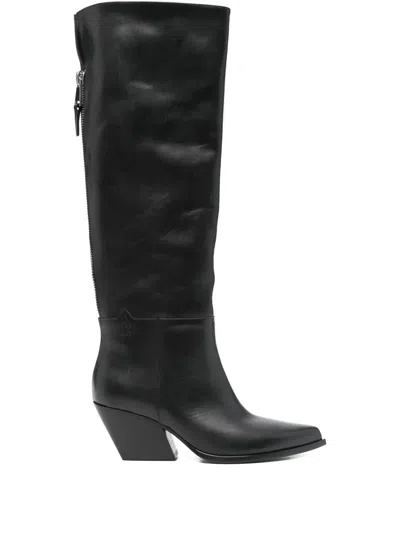 Elena Iachi Zip-fastening Pointed-toe Boots In Black