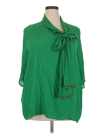 Pre-owned Elena Miro' 3/4 Sleeve Blouse In Green