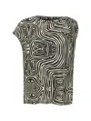 Elena Miro' Abstract-pattern Gathered T-shirt In Multi