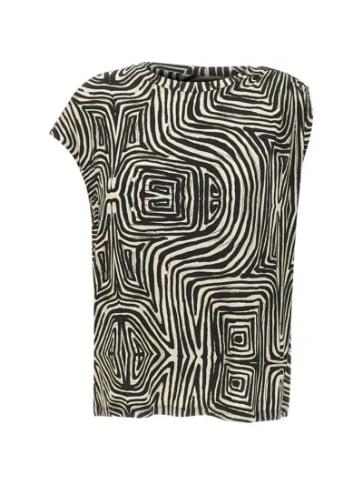 Elena Miro' Abstract-pattern Gathered T-shirt In Multi