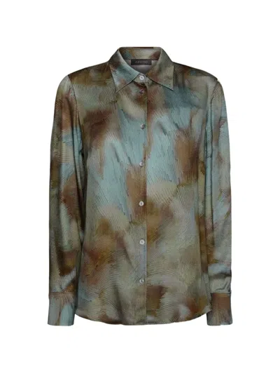 Elena Miro' Abstract-print Long-sleeve Shirt In Blue