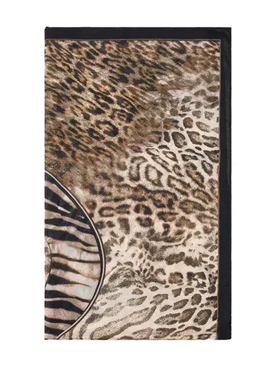 Elena Miro' Animal-print Scarf In Brown