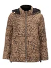 Elena Miro' Animalier-print Puffer Jacket In Brown