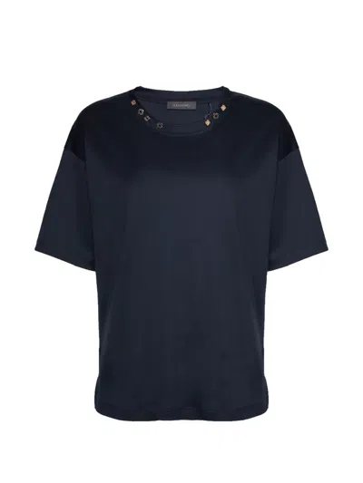Elena Miro' Apliqués Short-sleeves T-shirt In Blue