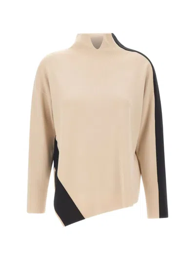 Elena Miro' Asymmetrical Panelled Sweater In Neutral