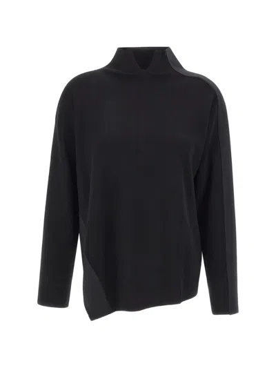 Elena Miro' Asymmetrical-hem High-neck Sweater In Black