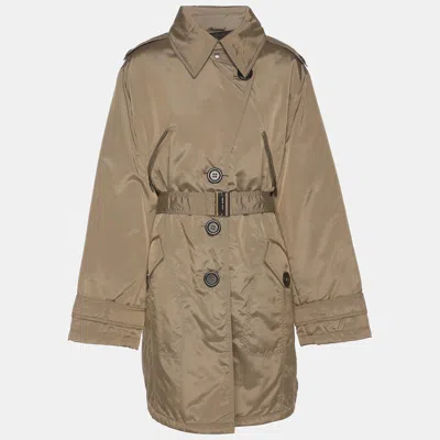 Pre-owned Elena Miro' Beige Nylon Puffer Jacket Xl In Sand